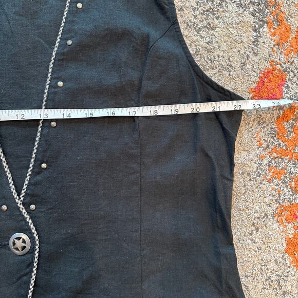VTG NEW FRONTIER Studded Linen Blend Vest Size 1X Western Indie Hipster Casual - Picture 6 of 9